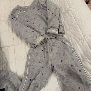 Lola + The Boys Grey Kids Pajama Set with Multicolor Gem Dots